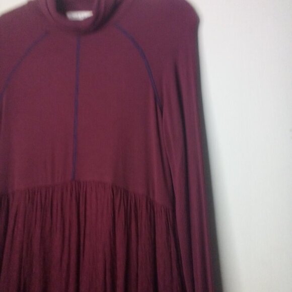 Threads & States Dress S Women Long Sleeve Turtle Neck Textured Red Maroon - Picture 8 of 16